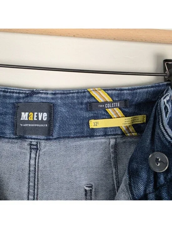 Maeve Size 32T Tall The Colette Crop High Rise Wide Leg Jeans Blue - Picture 13 of 13